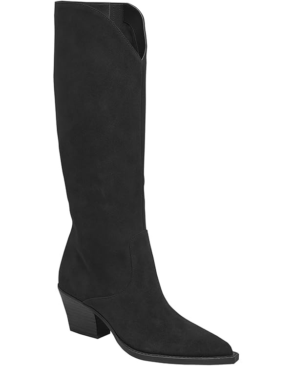 Coutgo Womens Wide Calf Cowboy Boots Suede Knee High Chunky Heel Pointed Toe Western Cowgirl Boot... | Amazon (US)