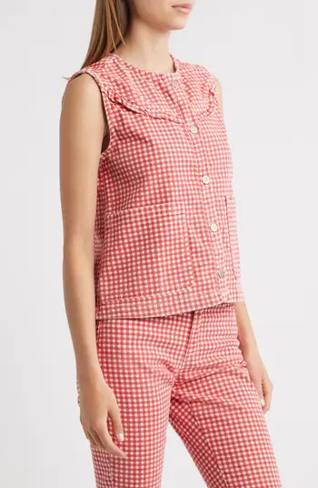 Damson Madder Mari Stretch Cotton Gingham Vest | Nordstrom | Nordstrom