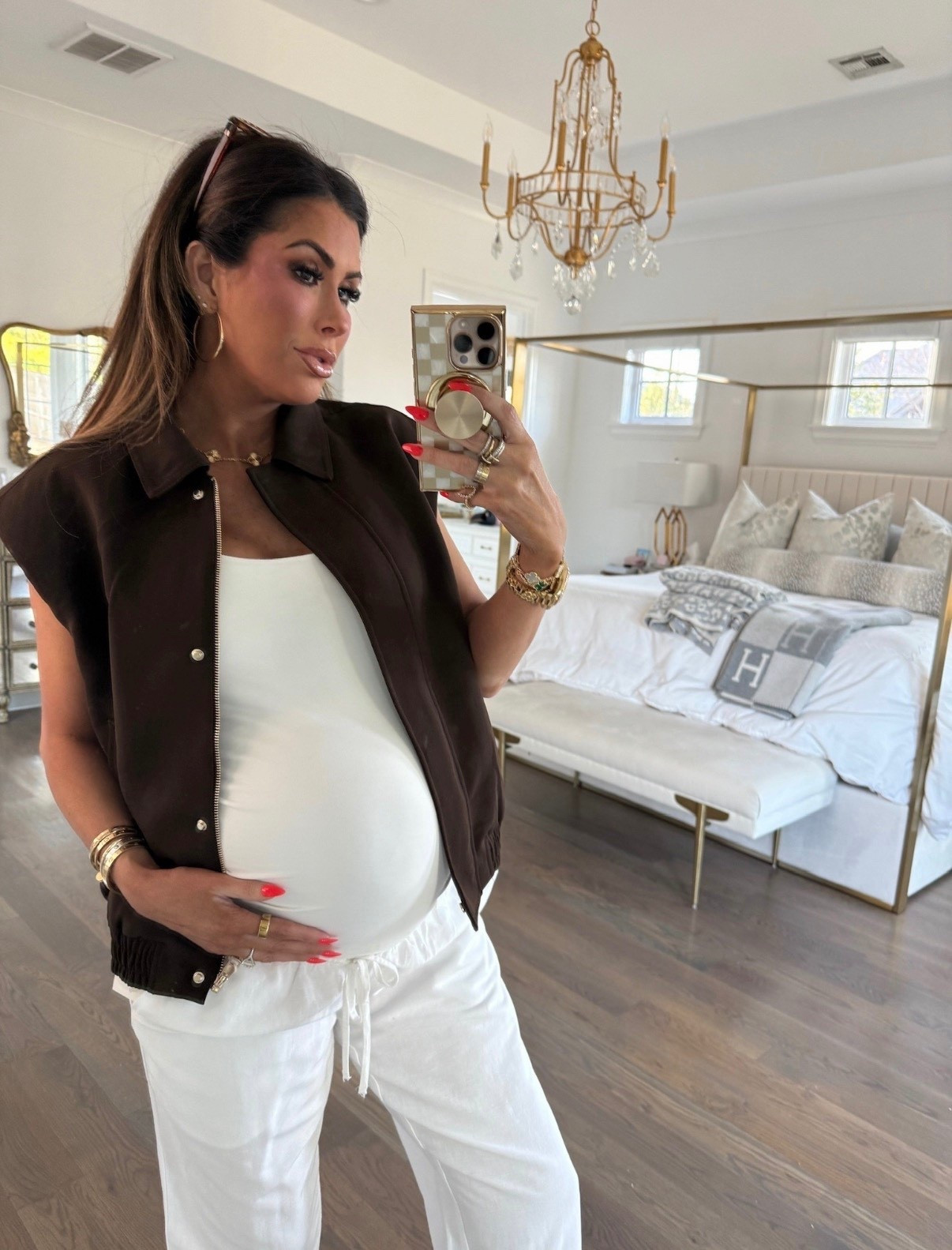 Wearing a size medium in brown vest, size large in white tank top and size small in white linen pants! 

Zara finds, Zara fashion, Maternity Outfit, Linen Pants, Spring Outfits, Spring Outfits 2026, Vacation Outfits, Date Night Outfits, Emily Ann Gemma

#LTKootd #LTKBump #LTKSeasonal