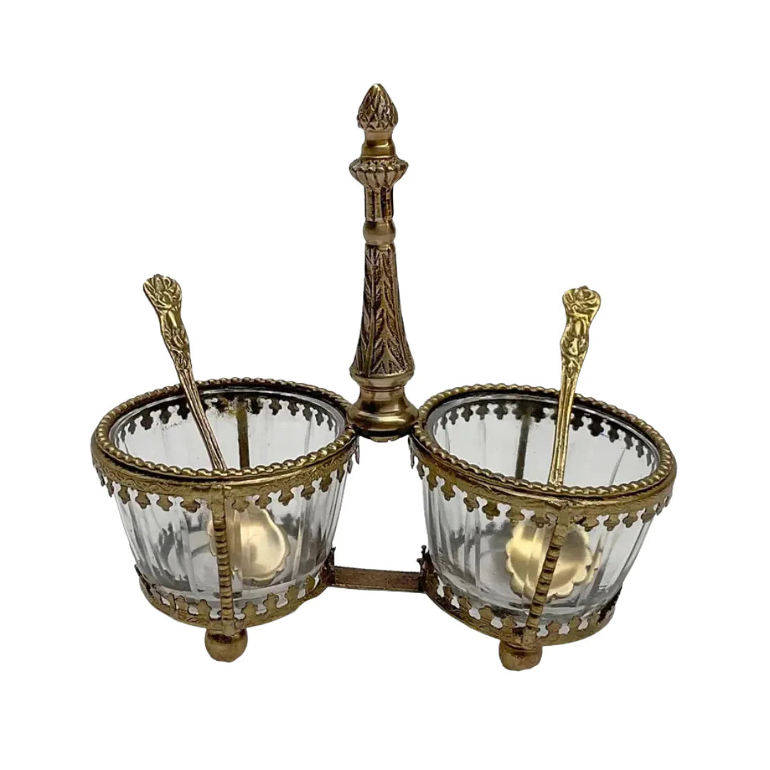 Vintage Style Salt Cellar With Spoons | Heritage House