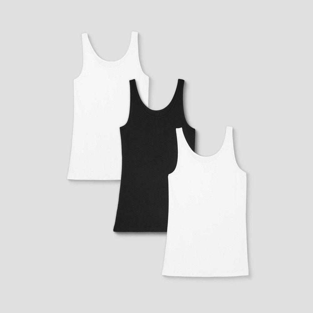 Women's 3pk Any Day Tank Top - A New Day White/White/Black S | Target