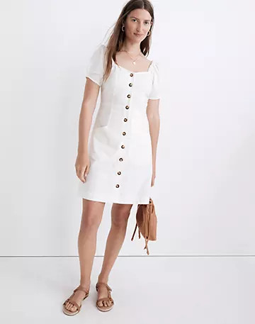 Linen-Cotton Puff-Sleeve Mini Dress | Madewell