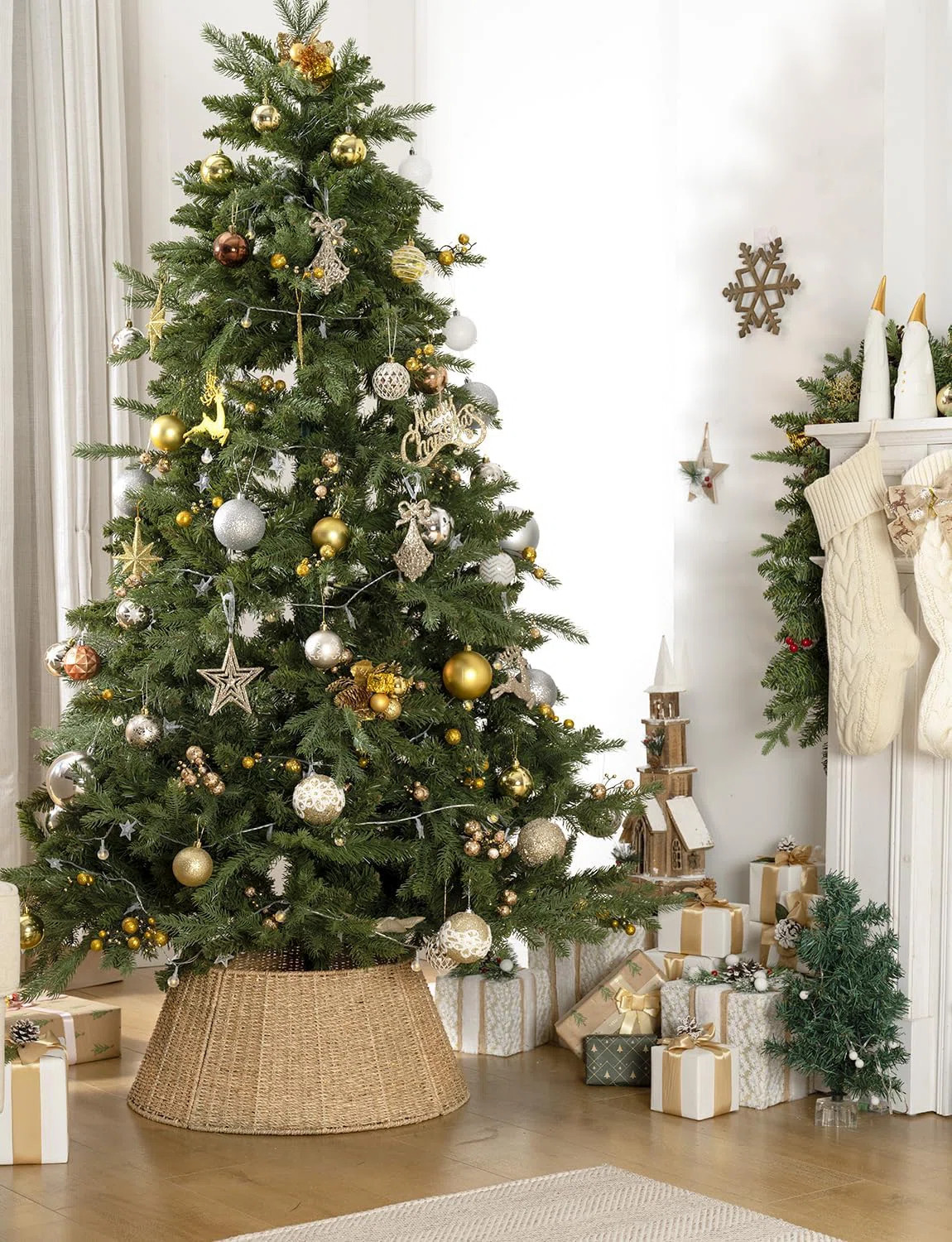 Seagrass Christmas Tree Collar, 22.5 Inch Handwoven Woven Tree Skirt - 4-Piece Natural Rustic Far... | Wayfair North America