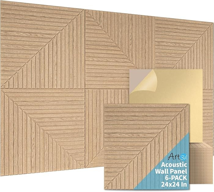 Art3d 6-Pack Self-Adhesive Acoustic Wall Panels for Home Décor, 24 x 24 Inch Soundproofing Panel... | Amazon (US)
