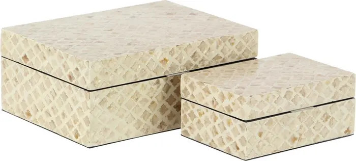 Cream Mother of Pearl Handmade Box with Hinged Lid - Set of 2 | Nordstrom Rack