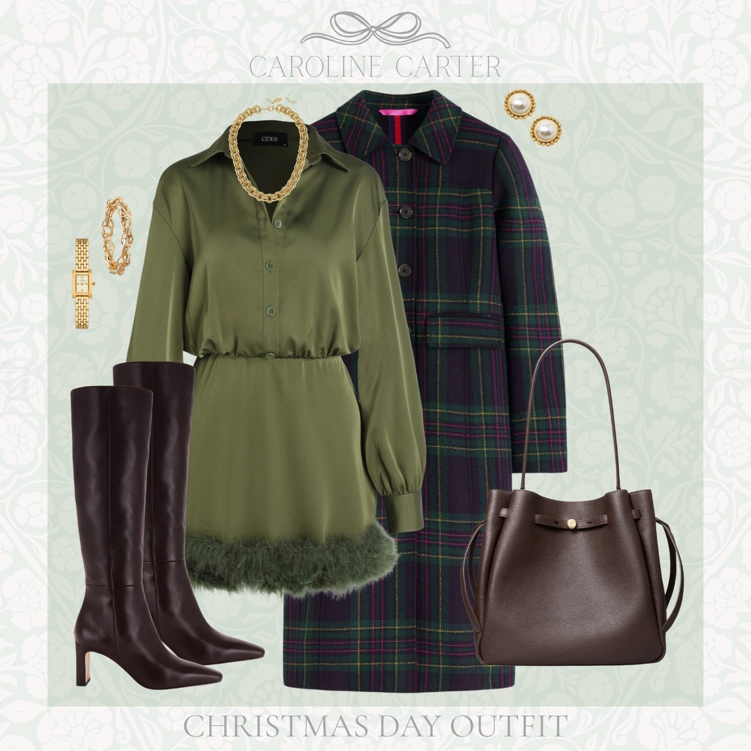 Classic Christmas Day layers in rich greens 🤍🎄

Christmas Day outfit, holiday outfit, classic Christmas style, plaid coat, green dress, feather hem dress, knee high boots, brown leather boots, pearl earrings, gold jewelry, neutral handbag, winter outfit, classic holiday fashion, preppy holiday look, timeless style, Winter outfit

#LTKSeasonal #LTKootd #LTKHoliday