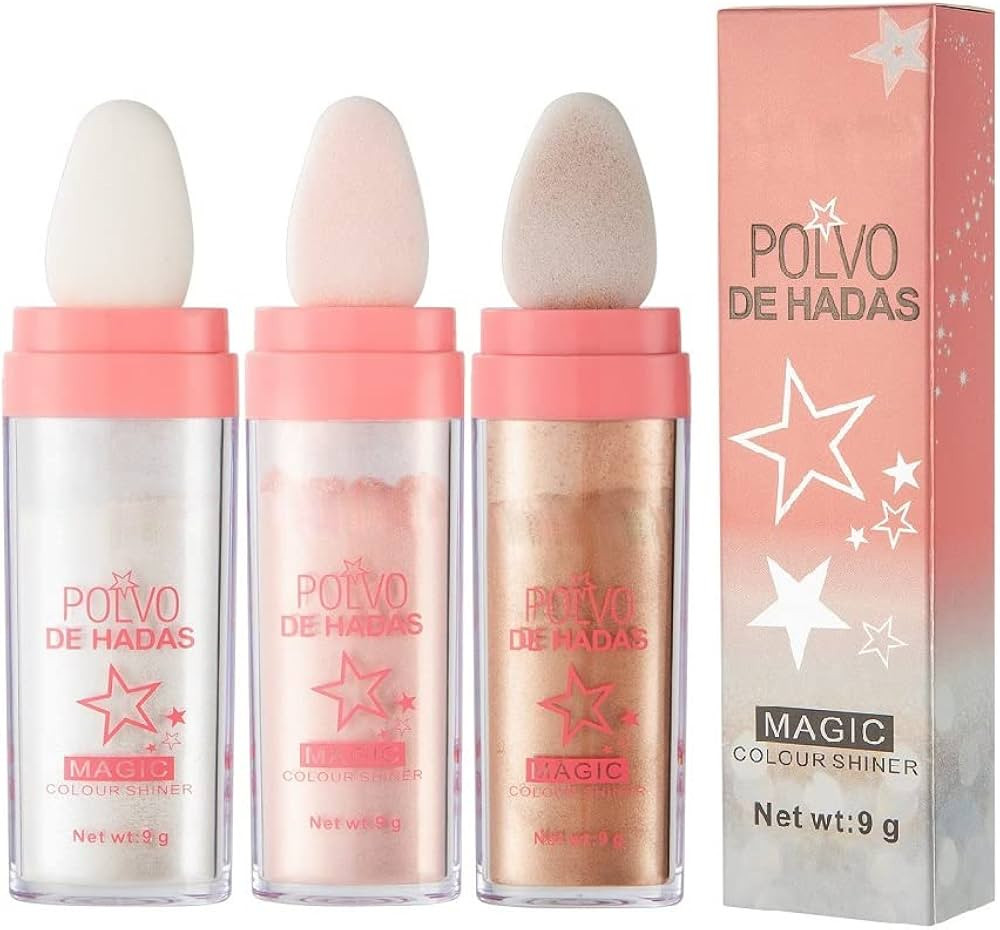3 Color Polvo De Hadas, Body Brightens the Natural Three-dimensional Face Blusher Patting Powder ... | Amazon (US)