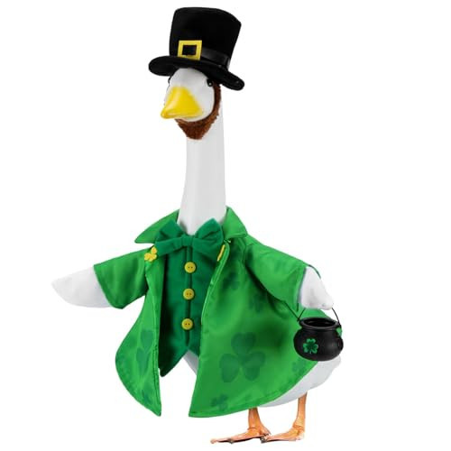 EKOREST ST Patrick's Day Porch Goose Outfits for 23 Inch Lawn Statue, Irish Man Shamrock Costume for Plastic/Cement Statue, Duck Sculpture Clothes for Yard Patio Party Decoration | Amazon (US)