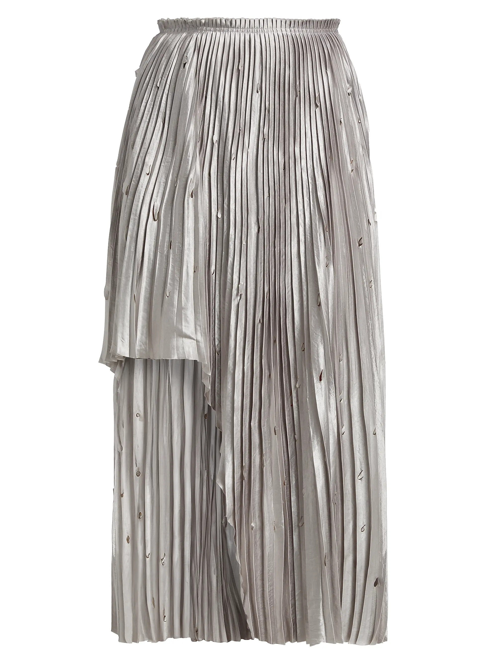 Metallic Pleated Laser-Cut Midi-Skirt | Saks Fifth Avenue
