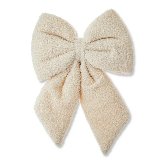 Ivory Sherpa Puffy Decorative Christmas Bow, 11", by Holiday Time | Walmart (US)
