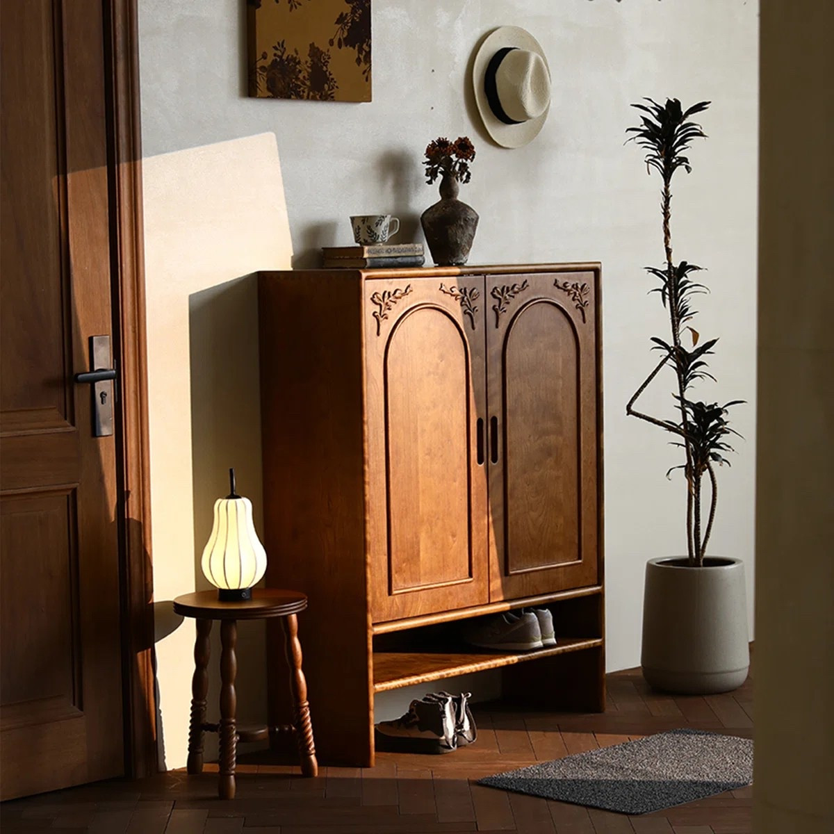 Vintage inspired cherry wood entryway storage solution! Holds 24 pairs of shoes!

#LTKShoeCrush #LTKSaleAlert #LTKHome