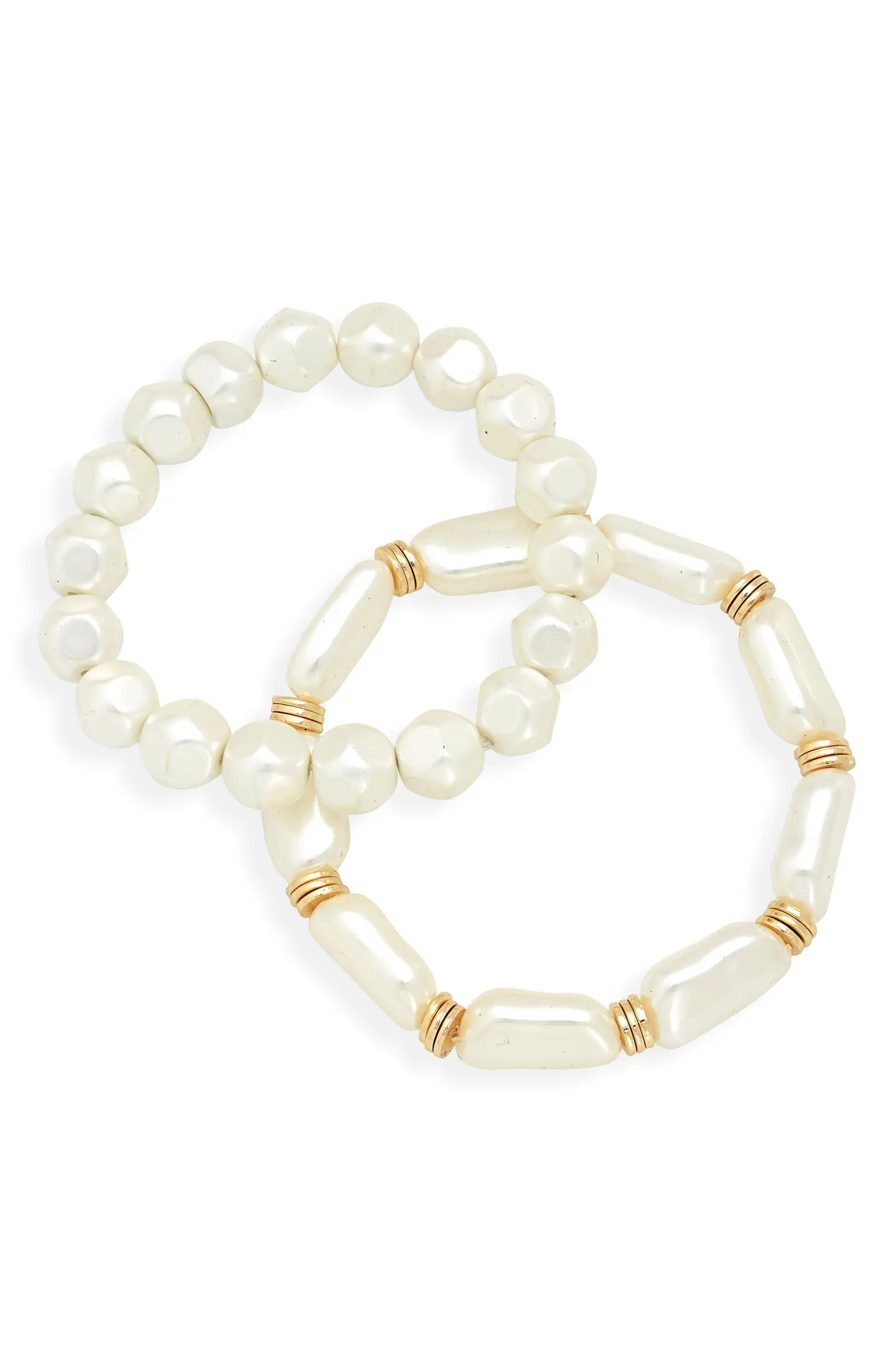 Nordstrom Set of 2 Imitation Pearl Stretch Bracelets | Nordstrom | Nordstrom
