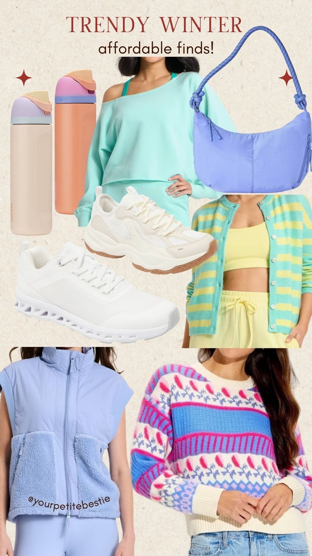 Trendy colorful winter finds that are adorable and affordable! Loving the colors- gets you out of the winter depression! Also loving these on cloud sneaker look alikes! Colorful water bottles are so cute. Great gift ideas! 

#LTKActive #LTKGiftGuide #LTKfitnessgoals