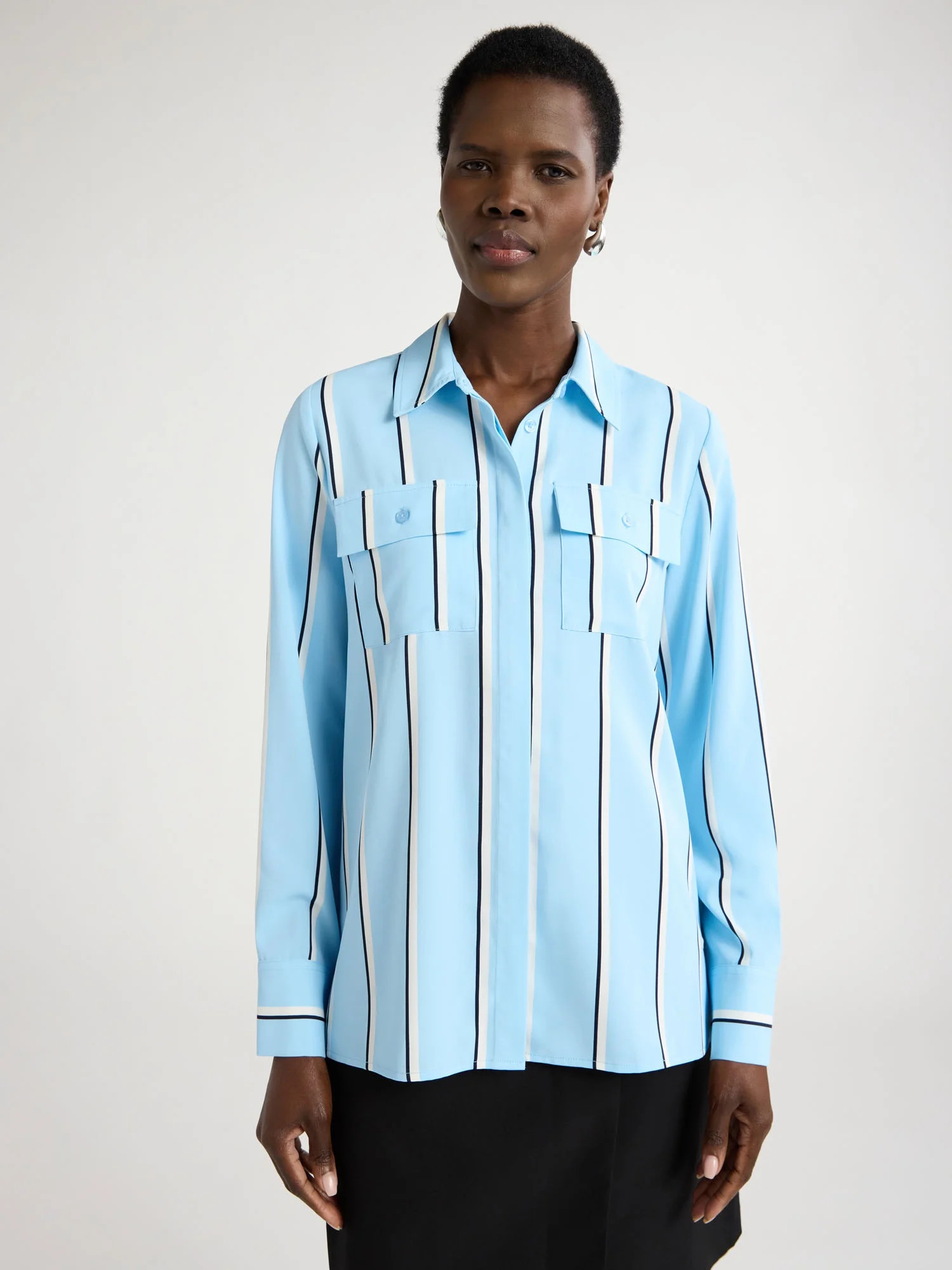 Scoop Women’s Ultimate Button Down Blouse with Two Pockets, Sizes XS-4X | Walmart (US)