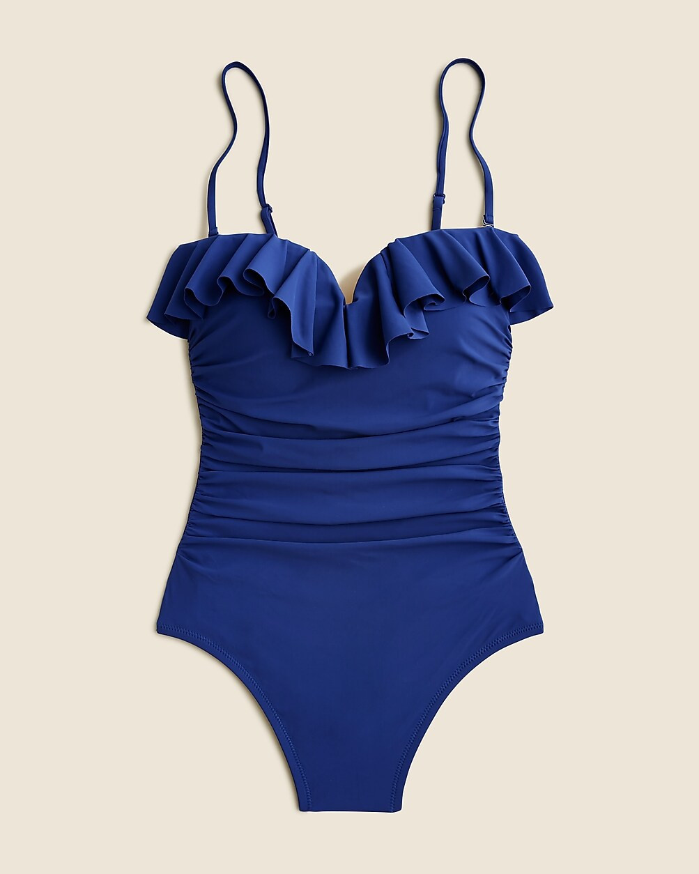 Matte ruched one-piece swimsuit with ruffles | J. Crew US