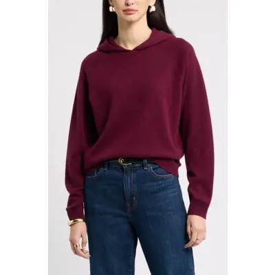 Nordstrom Cashmere Sweater Hoodie in Black Rock at Nordstrom, Size Large | Nordstrom
