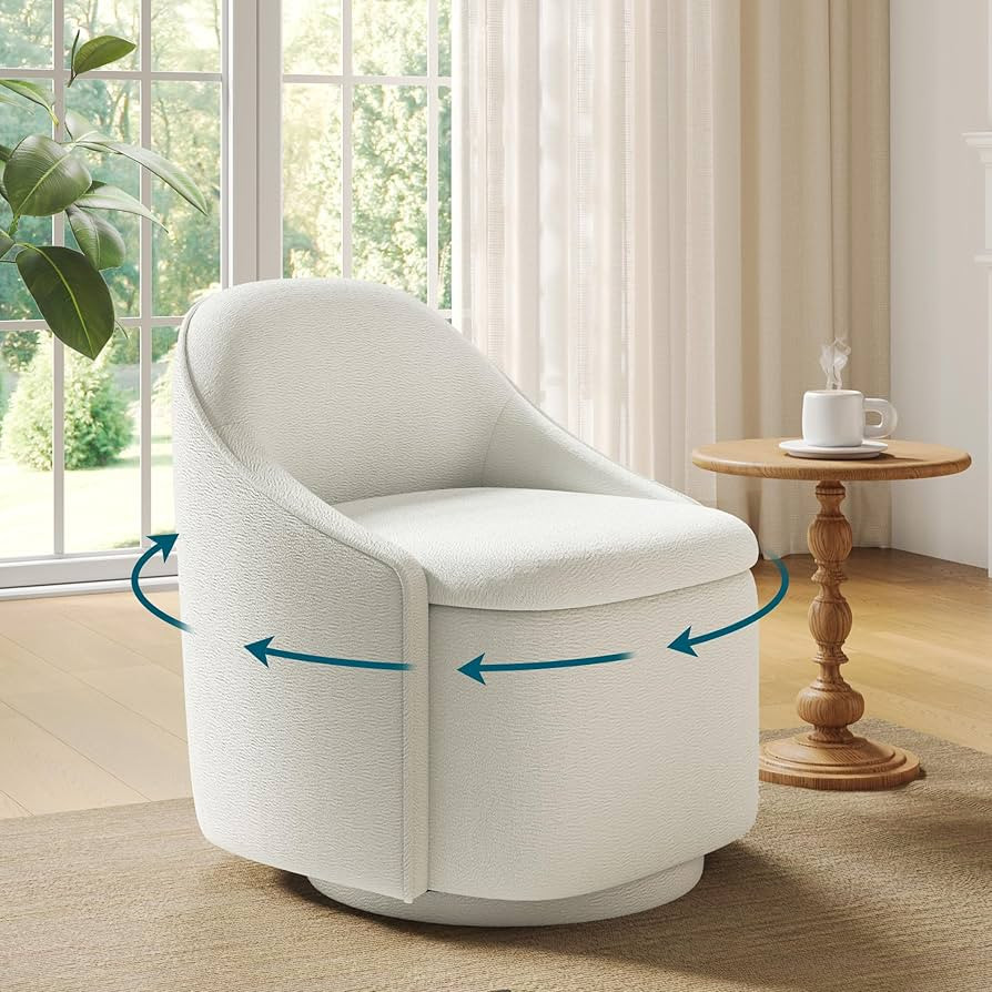 LINSY Swivel Accent Chair with Storage Comfy Chenille Barrel Chairs, Small 360 Swivel Modern Armc... | Amazon (US)