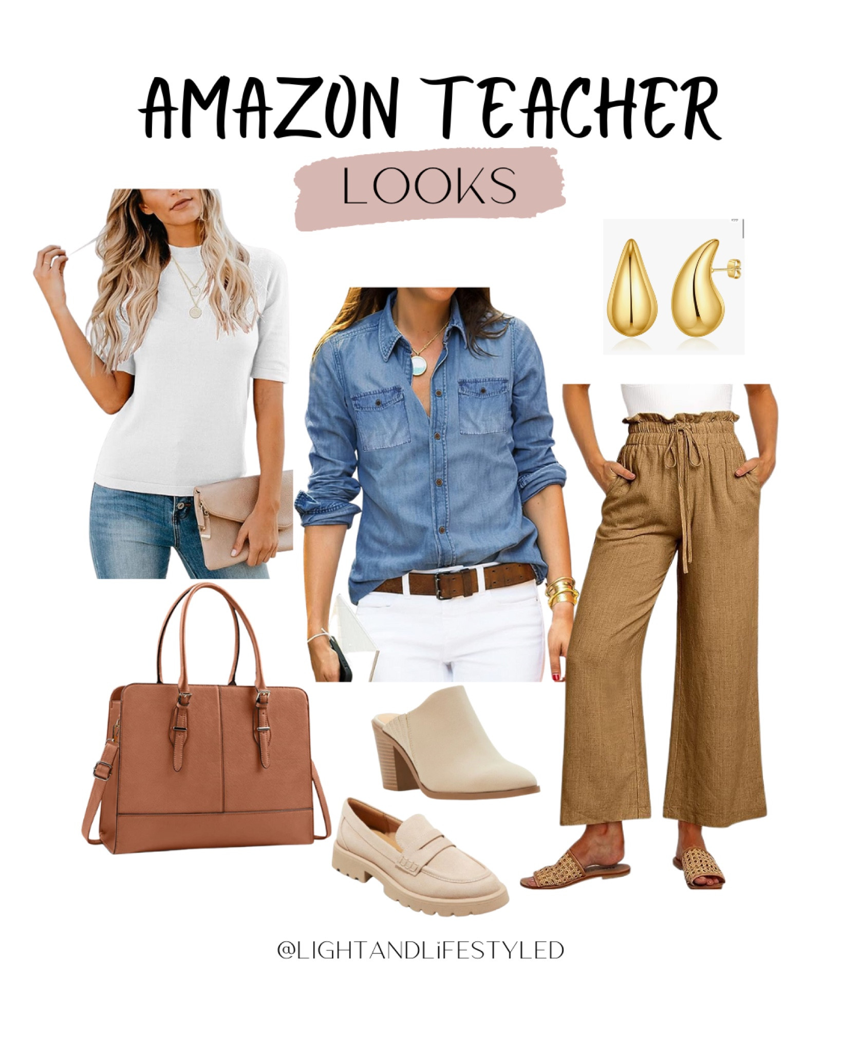 Teacher outfit idea : linen blend pants with either a white top or chambray- less than $30 

#LTKFind #LTKBacktoSchool #LTKworkwear