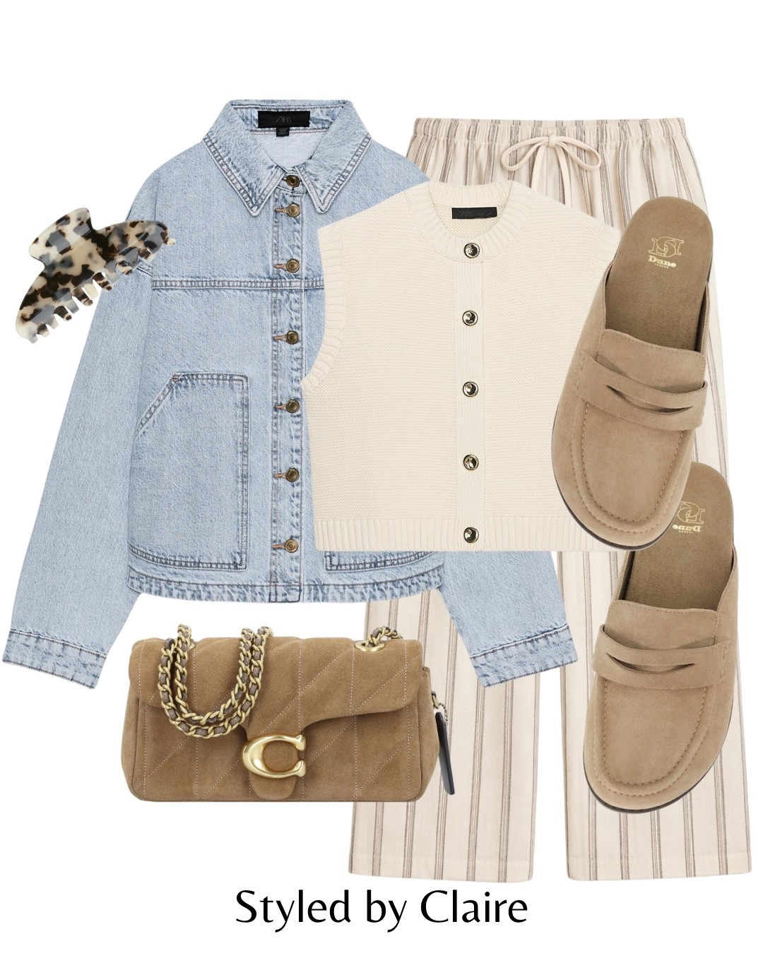 DENIM JACKET🩵
Tags: Zara new in oversized light wash linen blend vest waistcoat top Abercrombie drawstring pinstripe trousers cream wide leg dune London suede mules taupe neutral coach tabby bag hair claw fashion spring inspo outfit ideas chic women’s style city break capsule wardrobe basics everyday mum realistic outfit brunch trendstrendstrends

#LTKspring #LTKootd #LTKspringtrends