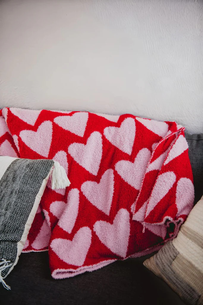 Girly Red Hearts Comfy Oversized Throw Blanket | Katydid.com