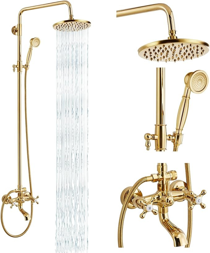 gotonovo Exposed Shower Faucet Set 8 Inch Rainfall Showerhead 3-Function Shower Fixture with Tub ... | Amazon (US)