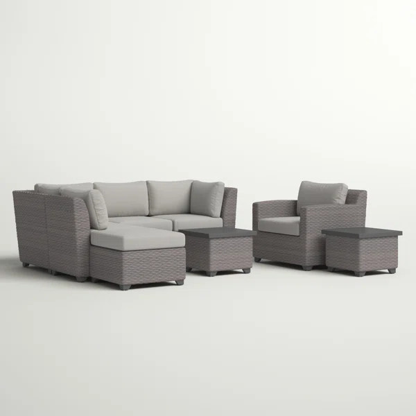 Oppelo 8 Piece Sectional Seating Group with Cushions and Optional Sunbrella Performance Fabric | Wayfair North America