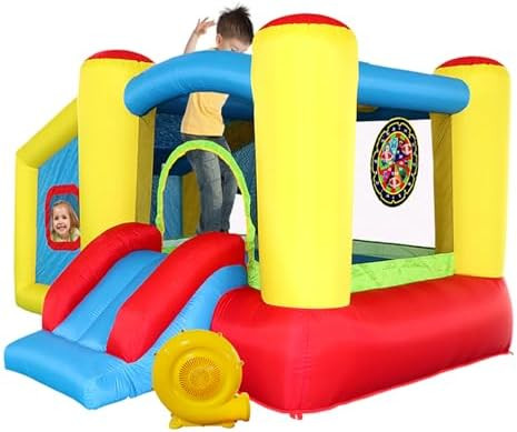 Inflatable Bounce House with Blower, Jumping Castle Slide, Kids Bouncer with Ball Pit, Basketball... | Amazon (US)
