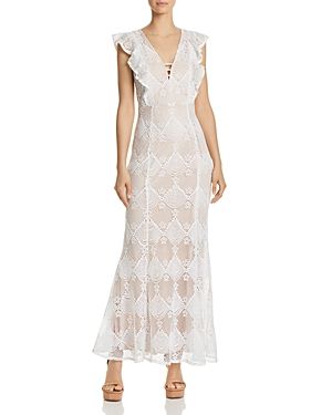 Aqua Flutter-Sleeve Lace Maxi Dress - 100% Exclusive | Bloomingdale's (US)