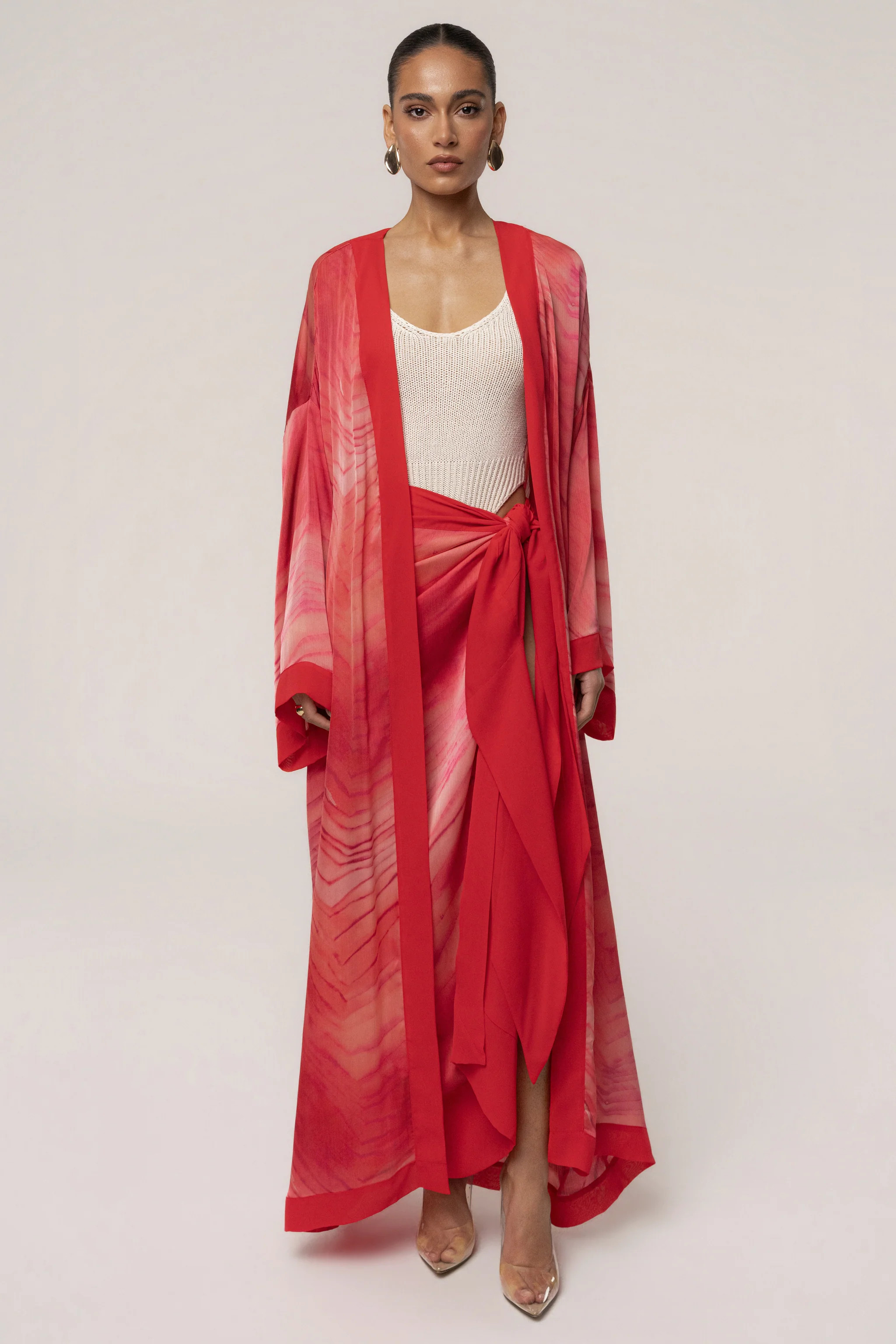 Red Bahía Satin Duster | JLUXLABEL US