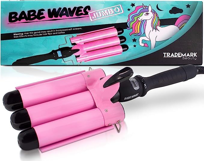 Babe Waves Jumbo Hair Curling Wand | Triple Barrel Waving Iron | Trademark Beauty Dual Voltage Ha... | Amazon (US)