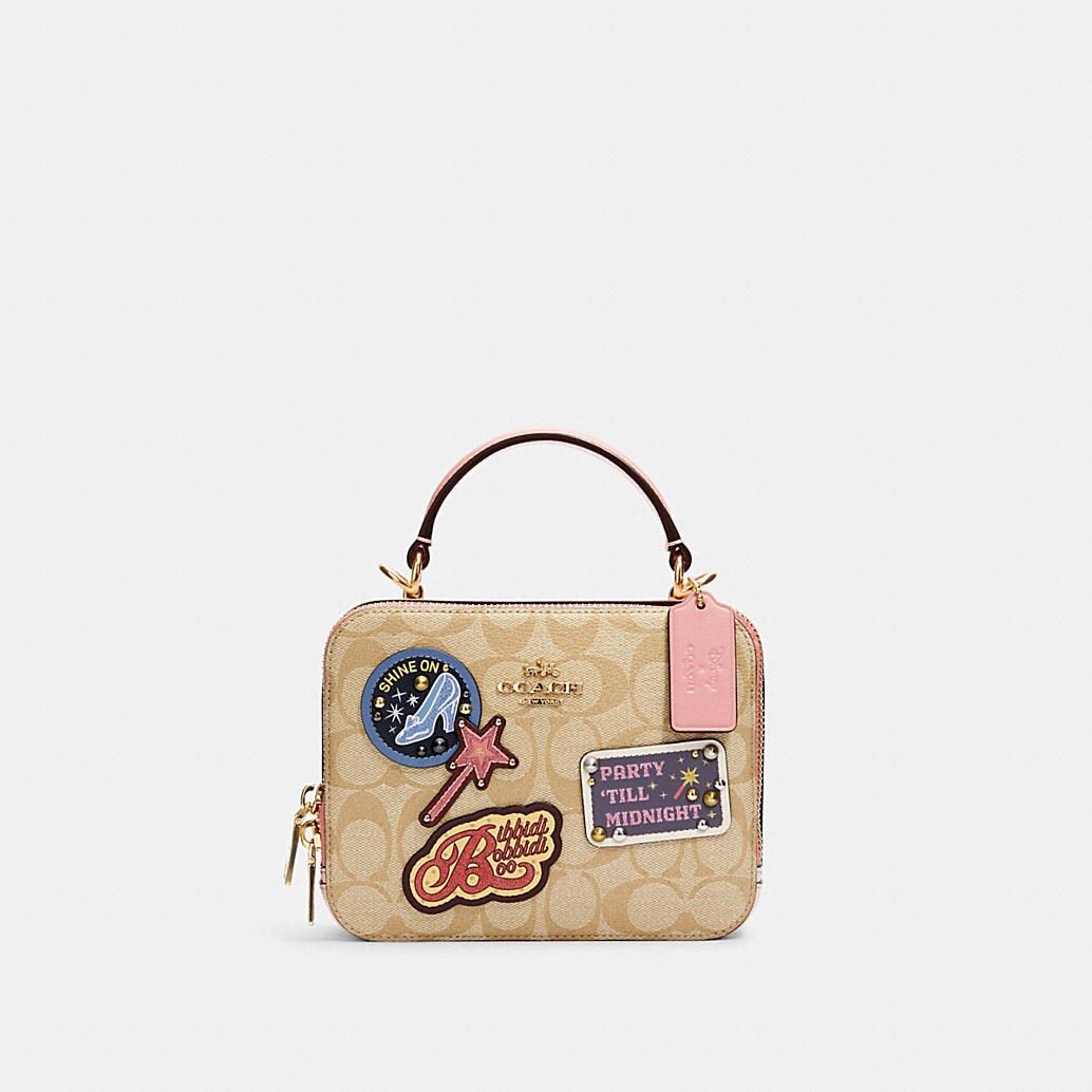 Disney X Coach Box Crossbody in Signature Canvas With Patches | Coach Outlet