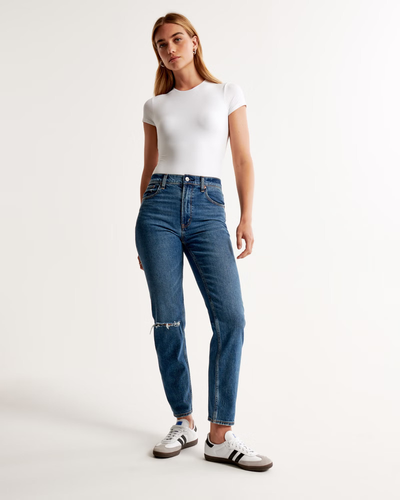 Women's High Rise Mom Jean | Women's Bottoms | Abercrombie.com | Abercrombie & Fitch (US)