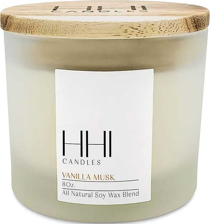 Vanilla Candle | Vanilla Musk Scented Soy Candle | A Blend of Vanilla, Cinnamon, Amber & Hint of ... | Amazon (US)