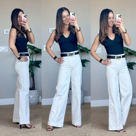 These white wide leg jeans from SPANX are perfect for this time of year! You can dress these up or down for cute workwear look or casual! 
Get all the details at: www.everydayholly.com
Get 10% off code: HOLLYFXSPANX

Wide leg jeans  white jeans  workwear pants  workwear jeans  women's fashion  women's outfit inspo 

#LTKstyletip #LTKshoecrush