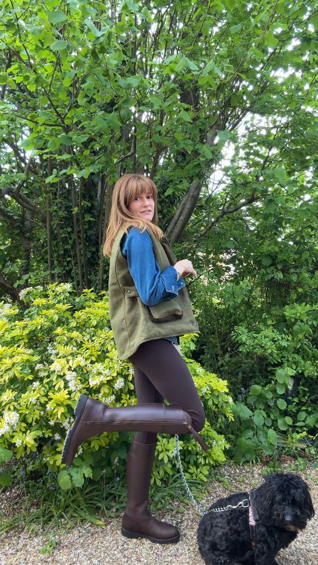 Dog walking outfit 
Country gilet size 14uk
@Holland Cooper leggings size 12
Denim shirt size 12
@Fairfax & Favor  Knee high waterproof boots

#LTKspring #LTKuk #LTKstyletip