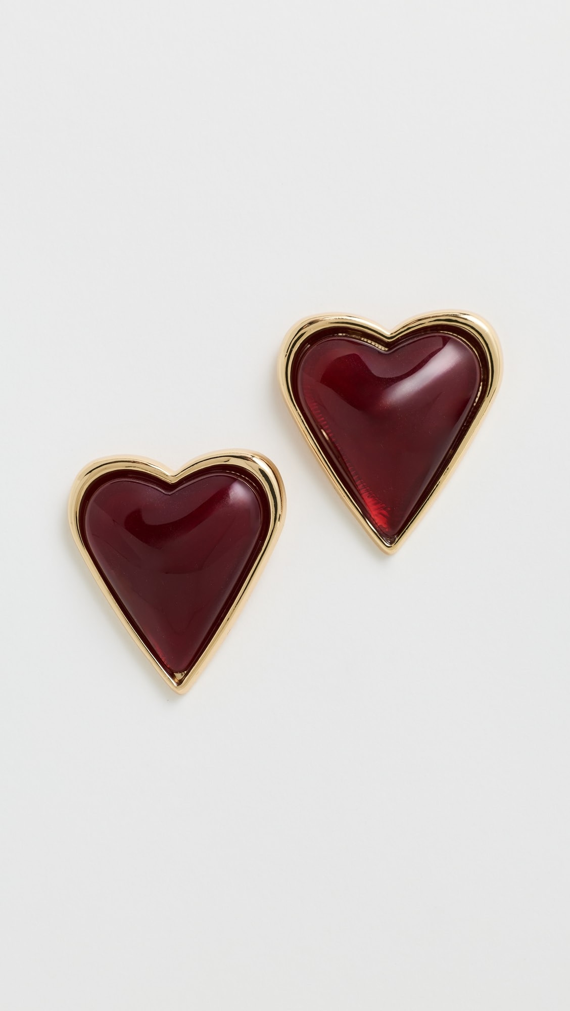 Crimson Red Heart Bezel Stone Stud Earrings | Shopbop