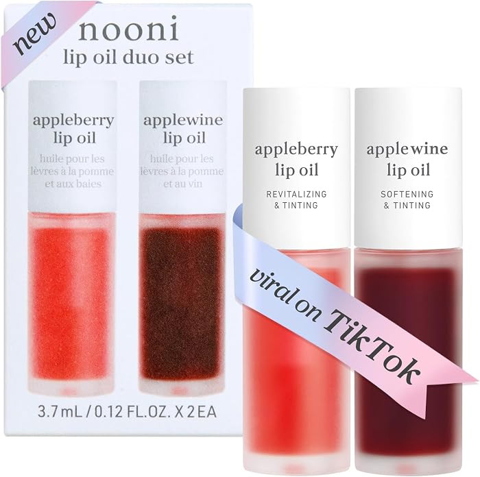 NOONI Korean Lip Oil Set - Appleberry & Applewine - Plumping Tinted Gloss | Amazon (US)