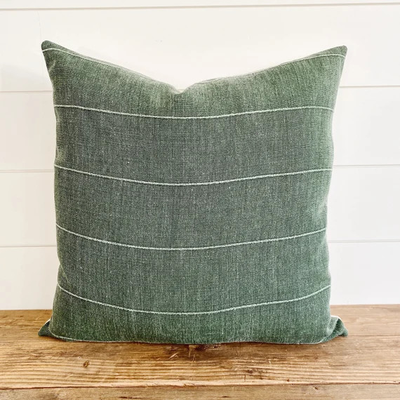 The "Truett" Dark Green Linen Pillow Cover | Etsy (US)
