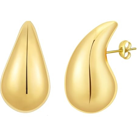 LOUMILEO Extra Large Drop Earring Dupes Hypoallergenic Chunky Gold Hoop Earrings Lightweight Waterdrop Teardrop Earrings Trendy Gold Waterdrop Earrings for Women | Amazon (US)