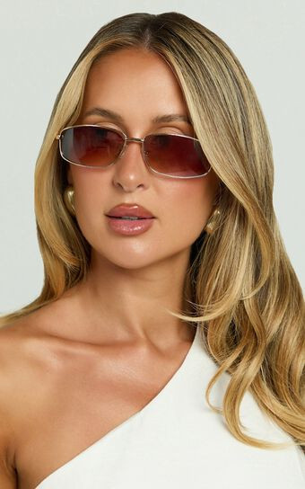Leauna Sunglasses - Retro Oval Sunglasses in Gold/Brown | Showpo (US, UK & Europe)