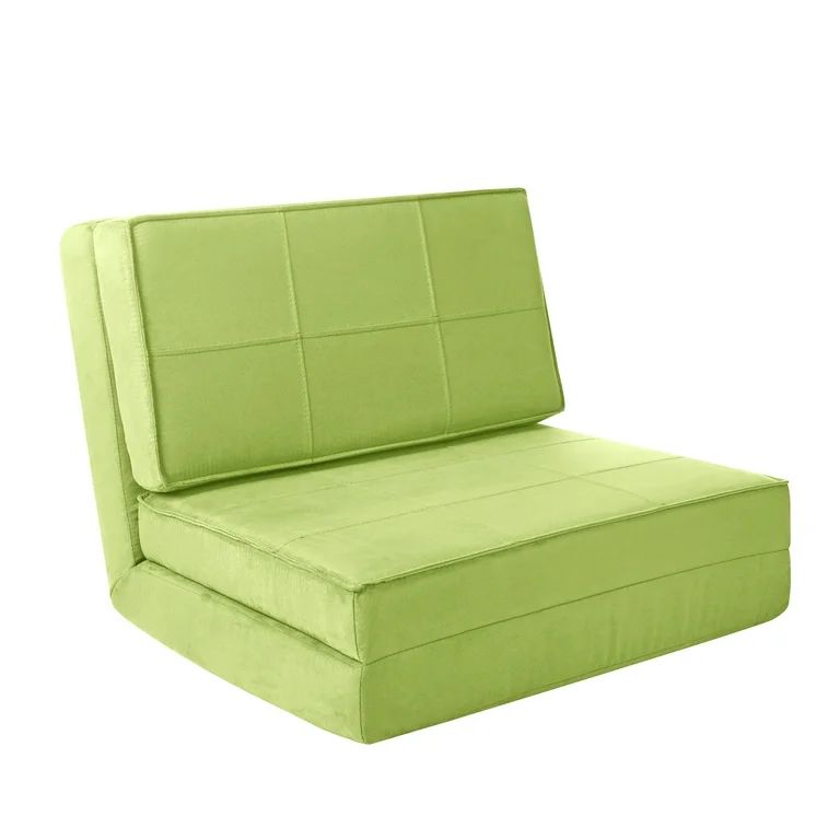 Your Zone Ultra Soft Suede 3 Position Convertible Flip Chair, Green | Walmart (US)