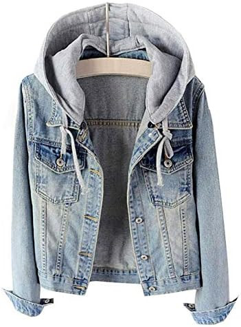 LifeShe Women's Casual Detachable Hoodie Denim Jacket | Amazon (US)