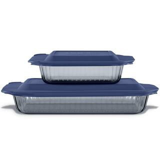 Colors Tinted 4-Piece Baking Dish Set with Lids in Smoke | The Home Depot