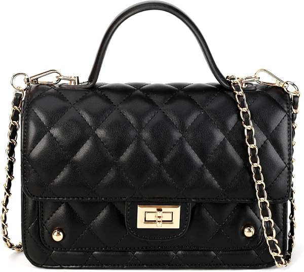 LAVTUG Small Crossbody Bag for Women, Quilted Purse with Gold Chain Strap | Amazon (US)