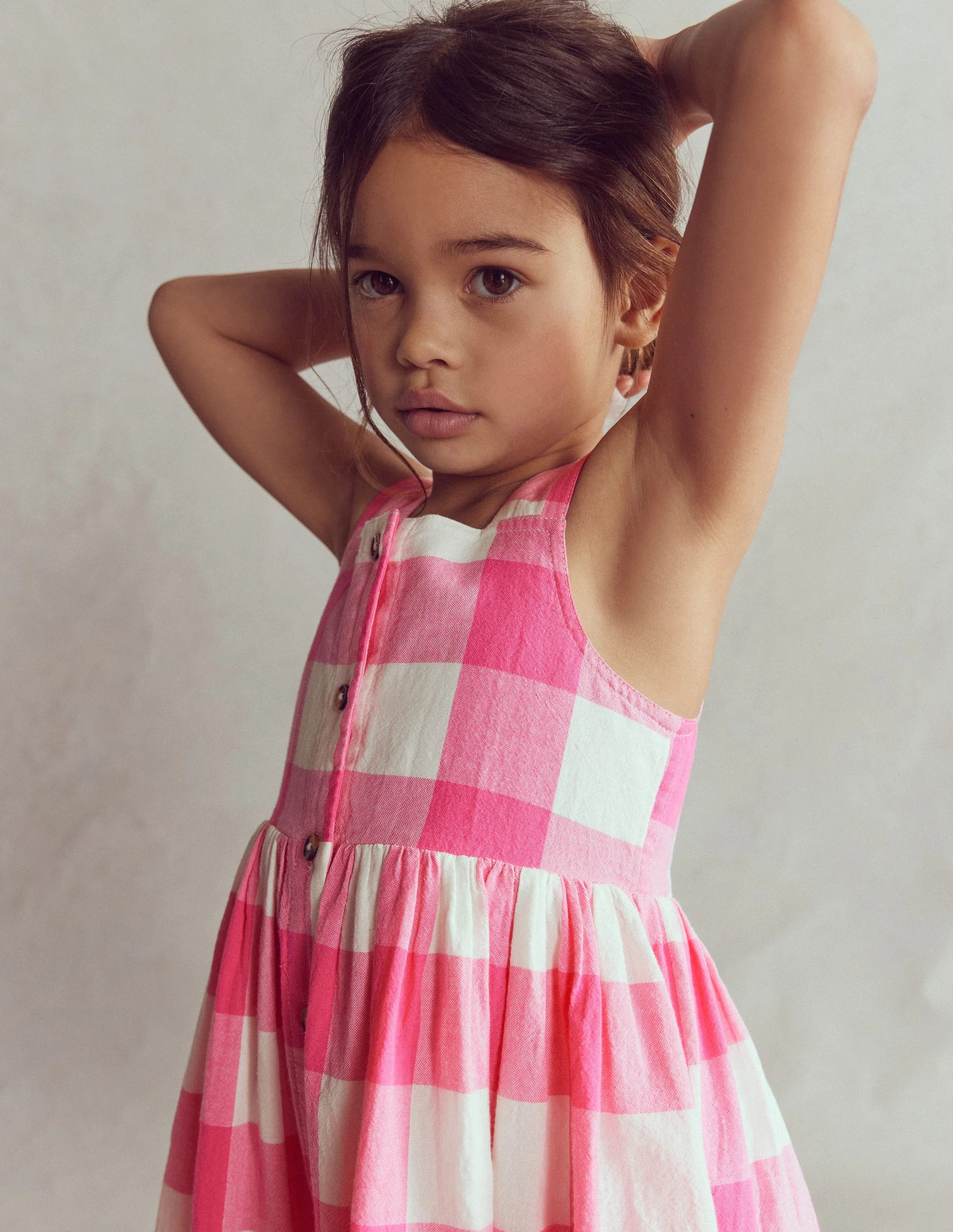 Remy Button Through Dress-Pink Punch Gingham | Boden (US)