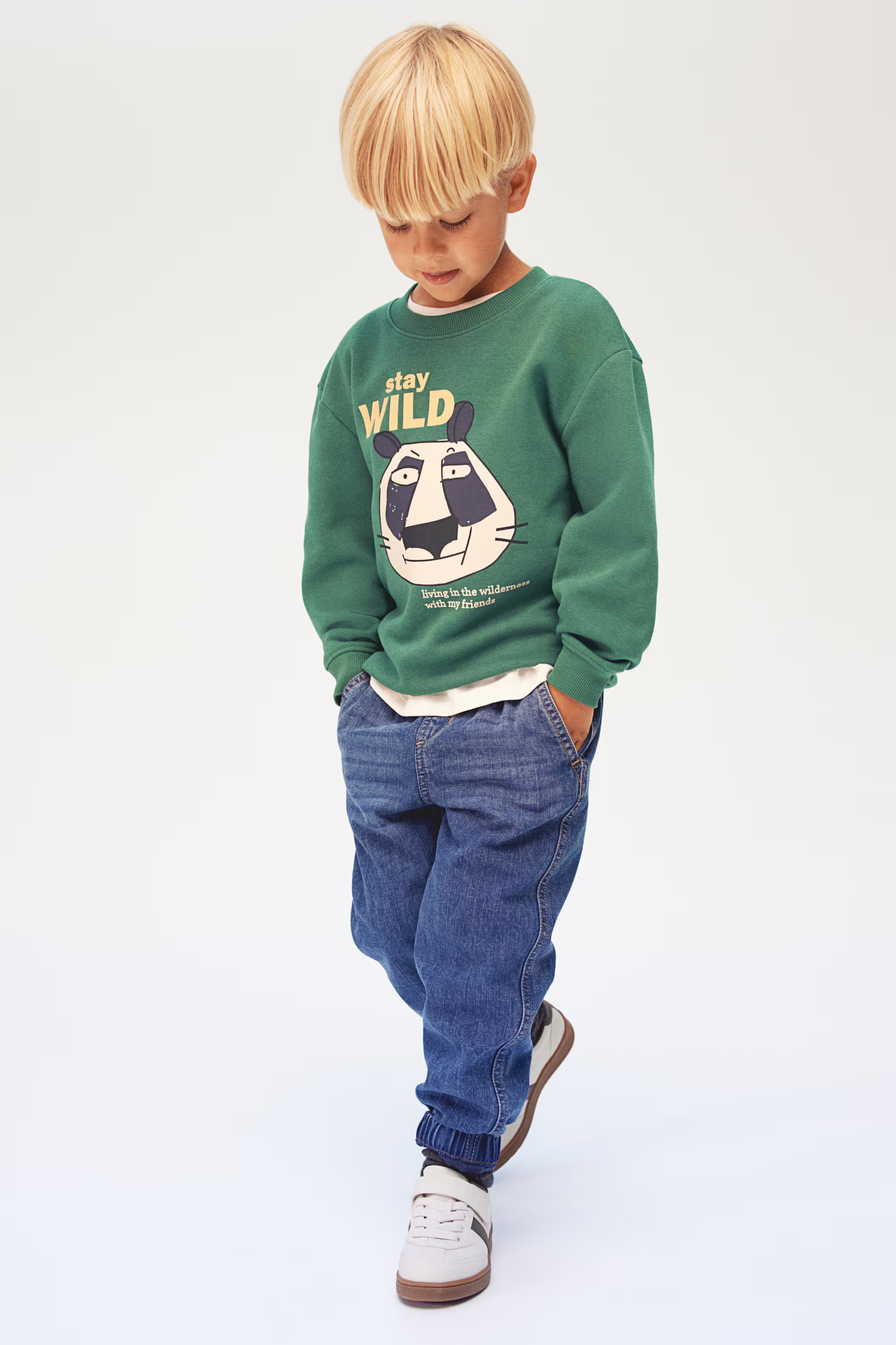 Sweatshirt - Green/Stay Wild - Kids | H&M US | H&M (US + CA)