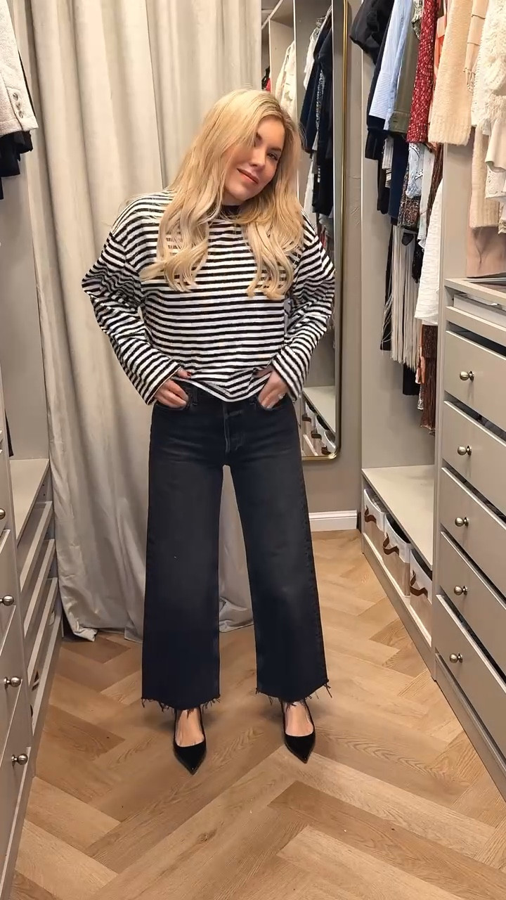 Stripe top
Mother jeans - fit TTS
Styling jeans 
White jeans 

#LTKdayinmylife #LTKgrwm #LTKootd