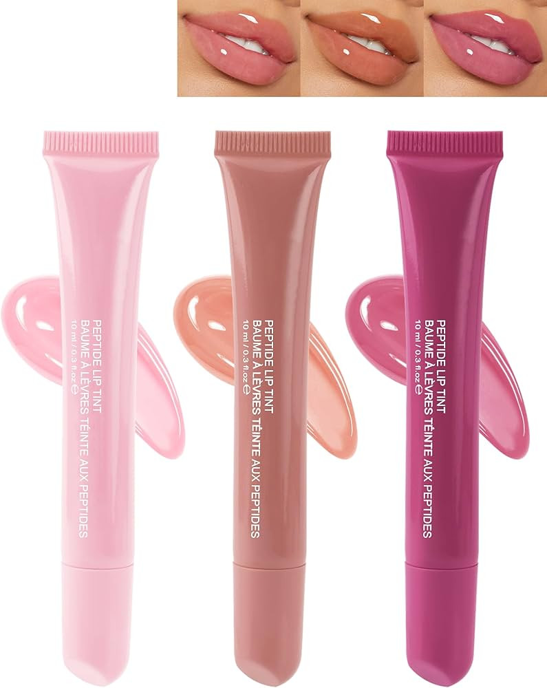 Tinted Peptide Lip Tint Moisturizer-3 Colors Nude Pink Rose Lip Balm Lip Treatment,Yummy Lip Stai... | Amazon (US)