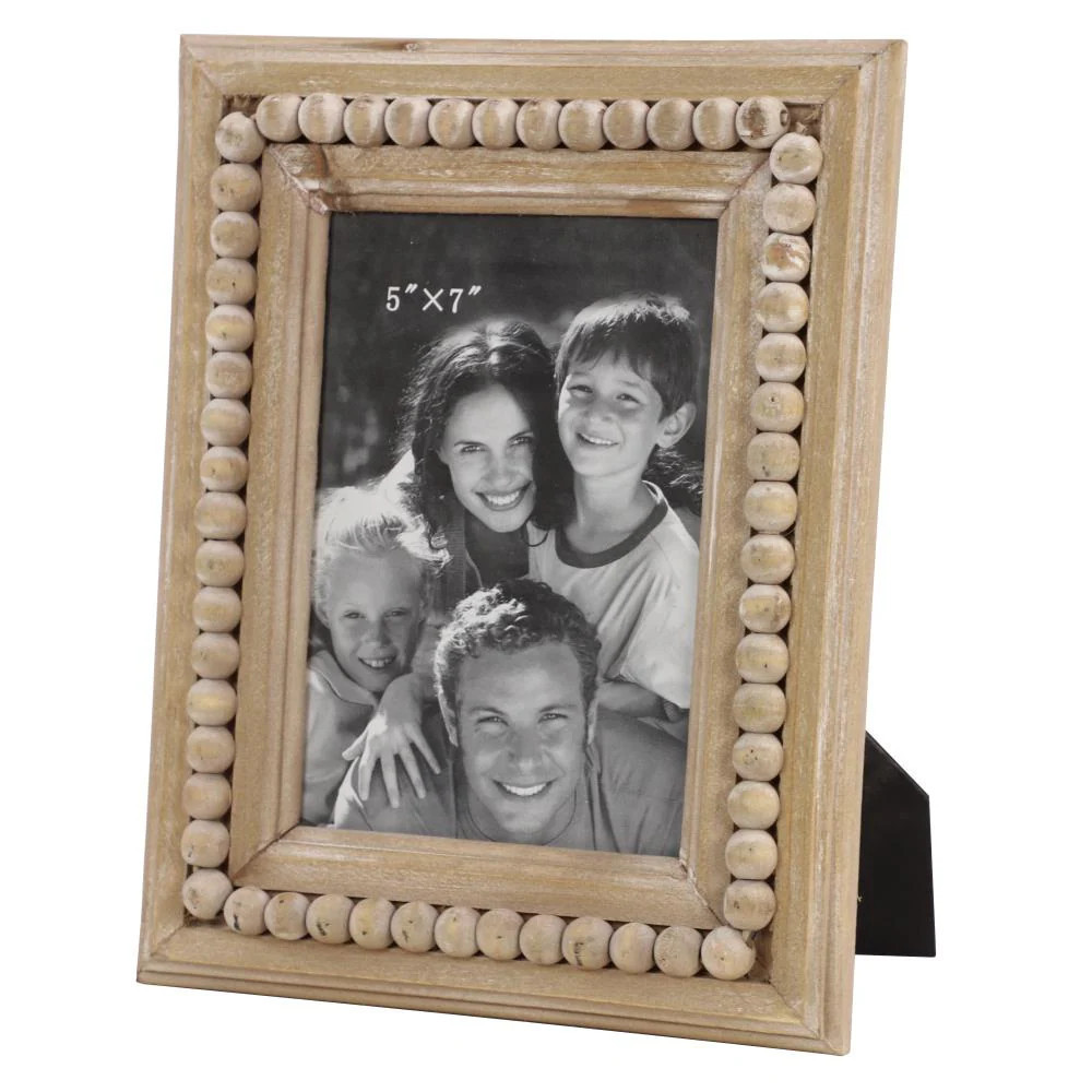 Grayson Lane Light Brown Beaded Wood Picture frame | 43586 | Lowe's