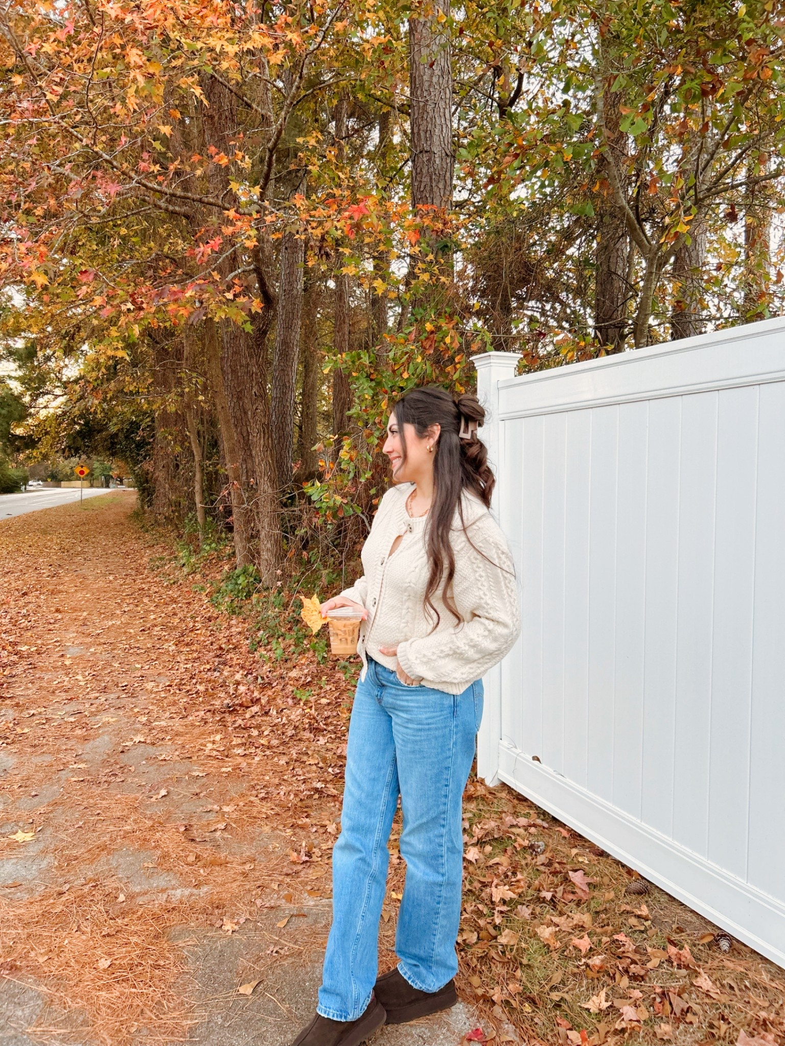 Brown  Platform Uggs
Knit cardigan 
Button up sweater in cream

#LTKGiftGuide #LTKHoliday